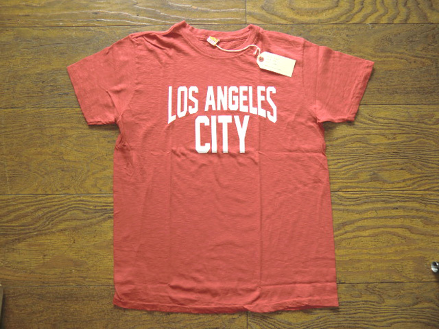 新品 VelvaSheenベルバシーン スラブコットンプリントTシャツ ブリック(L) LOS ANGELS CITY オレンジ拍卖