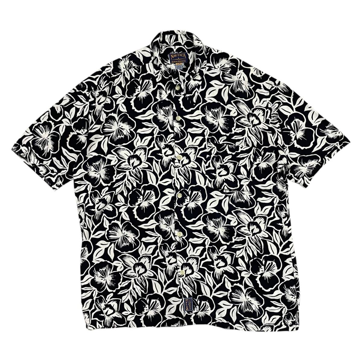 ノーティカ ハワイアン ボタンシャツ アロハシャツ サイズ M 黒 白拍卖