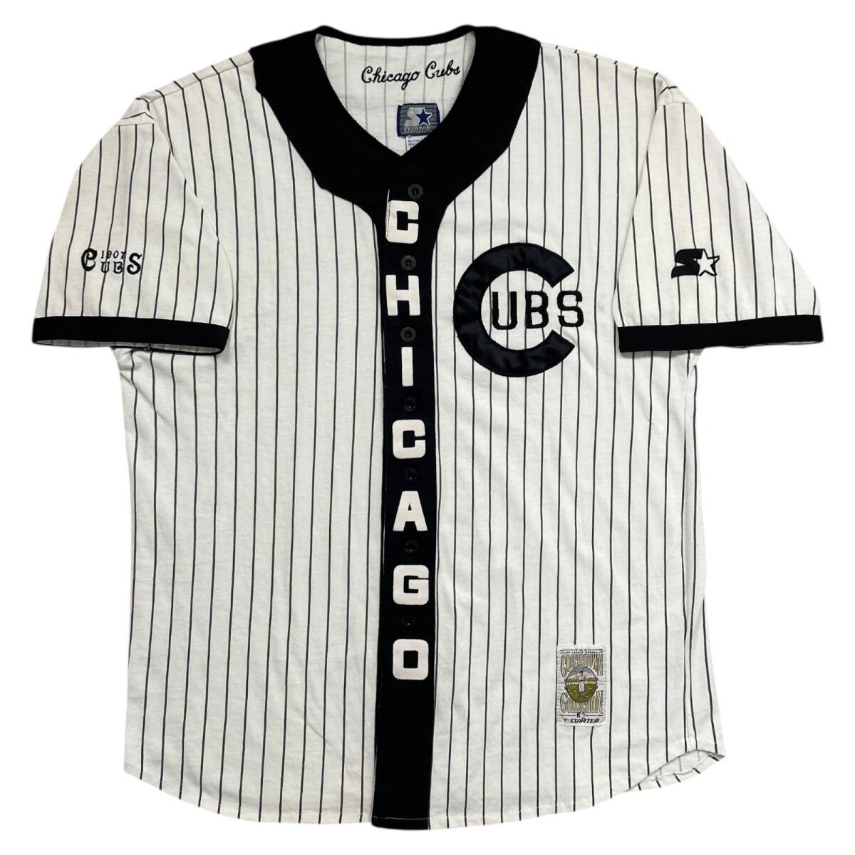 90s MLB シカゴ・カブス クーパーズタウン スターター ピンストライプ ベースボール ジャージ ゲームシャツ ユニフォーム サイズ L拍卖