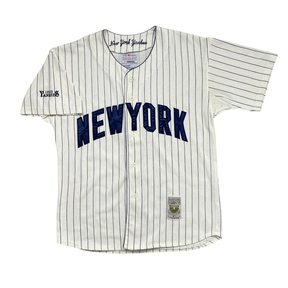 90s MLB ニューヨーク・ヤンキース クーパーズタウン スターター ピンストライプ ジャージ ゲームシャツ ユニフォーム サイズ L拍卖