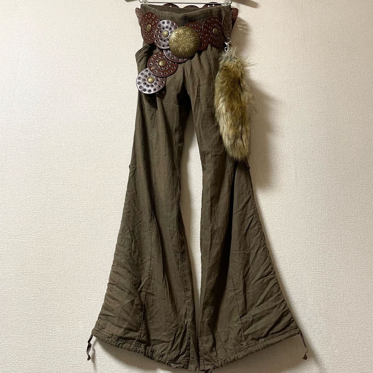 goa g.o.a fur belt gimmick Cargo Flare Pants ゴア フレア カーゴパンツ ファー ベルト アーカイブ 00's y2k archive ギャル 平成 レア拍卖