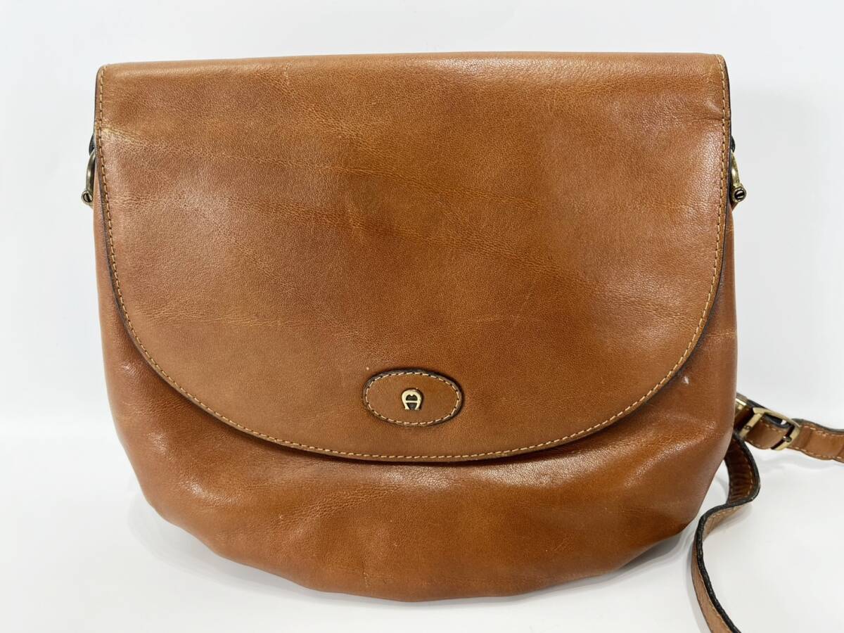 AIGNER アイグナー ショルダーバッグ レザー ブラウン レディース ロゴ 斜め掛拍卖