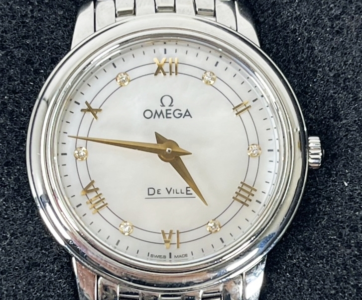 美品 OMEGA オメガ レディース 腕時計 DE VILLE デビル 424.10.27.60.55.001 クォーツ プレステージ マザーオブパール ダイヤ拍卖
