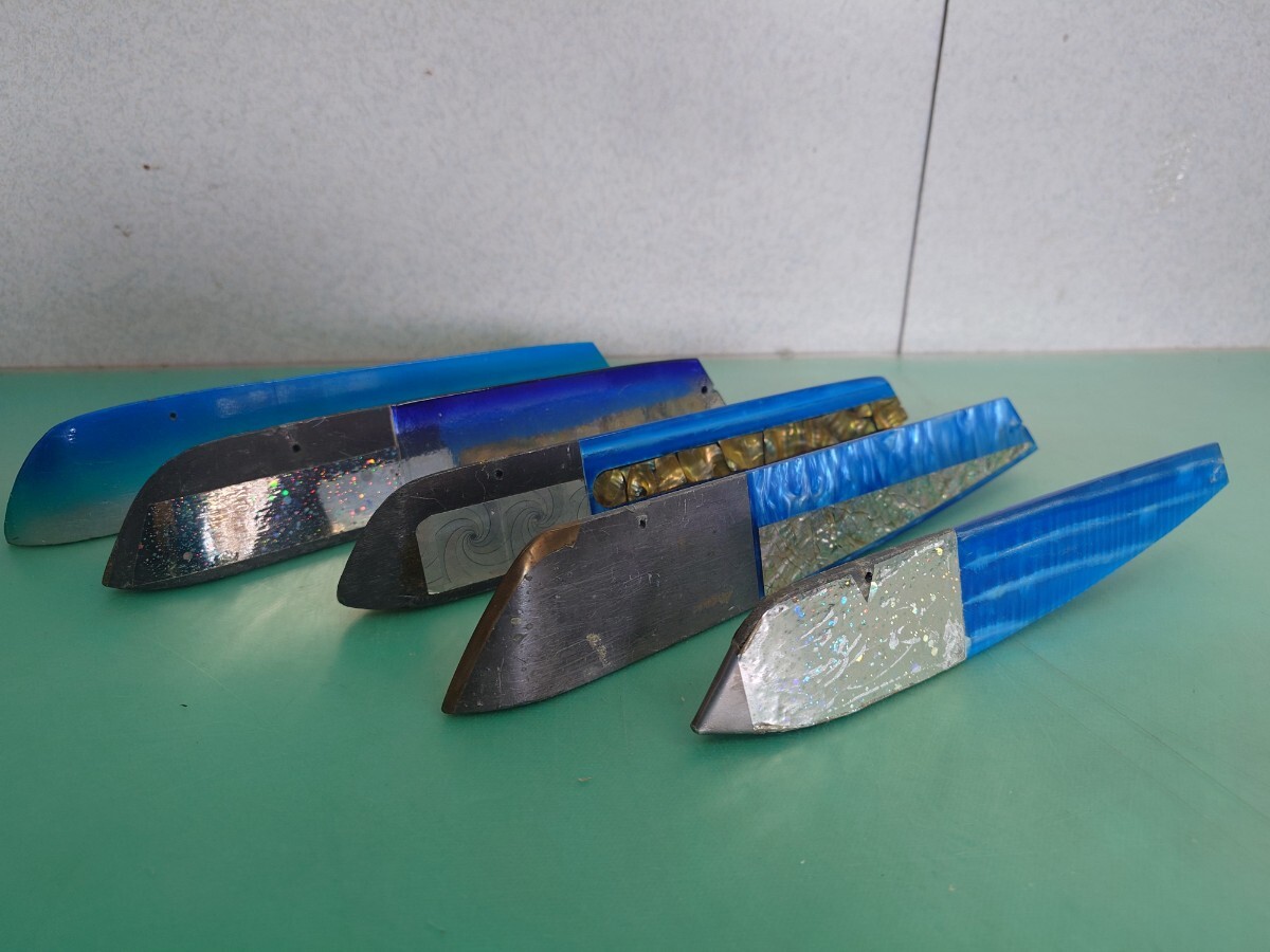 ● E 三角バケ マスタナ 青 ブルー系 5点まとめ ゴールド シルバー 504g/666g/479g/707g/674g 船釣り シャクリ サクラマス ヒラメ 中古③拍卖