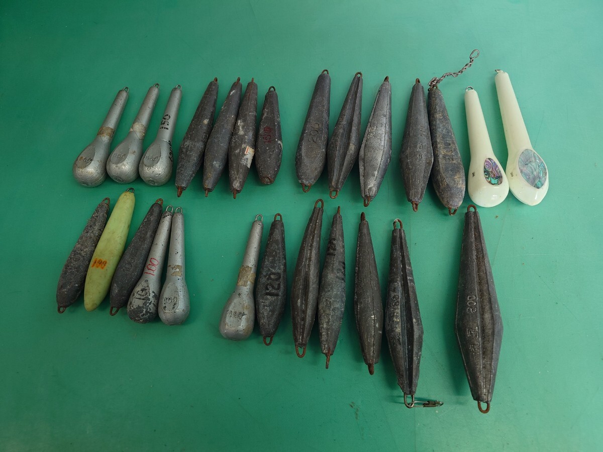 ● 100号×5/120号×5/150号×7/180号×1/200号×7/300号×1 船釣り 流星 胴突 おもり オモリ 下オモリ 錘 大量 まとめ 26点 14.8kg 釣具③拍卖