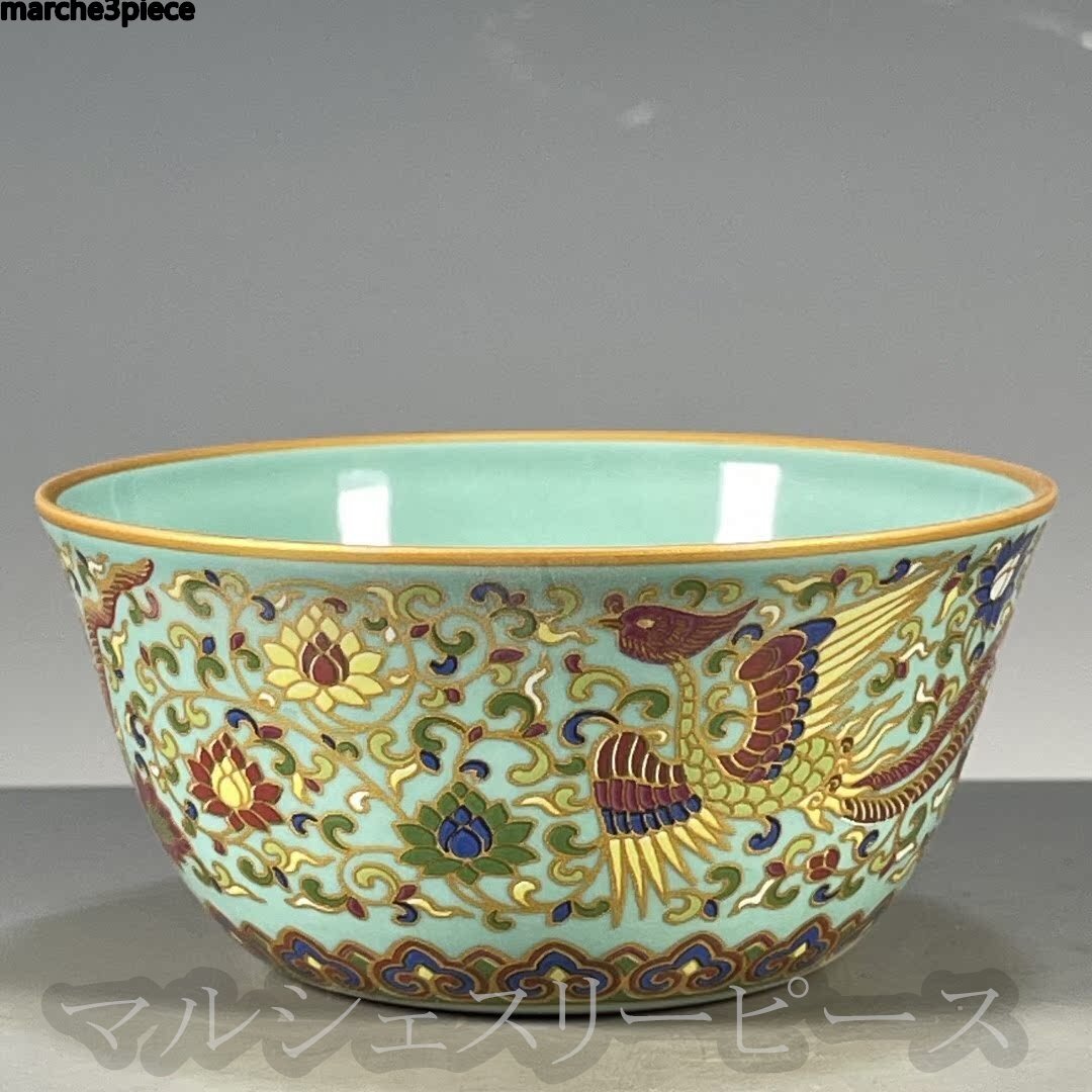 斗彩 釉下彩 三才蓋碗 闘彩 五彩鳳紋茶碗 花卉 磁器 闘彩 押手杯 主人杯 置物 磁器 中国陶磁 明 成化拍卖