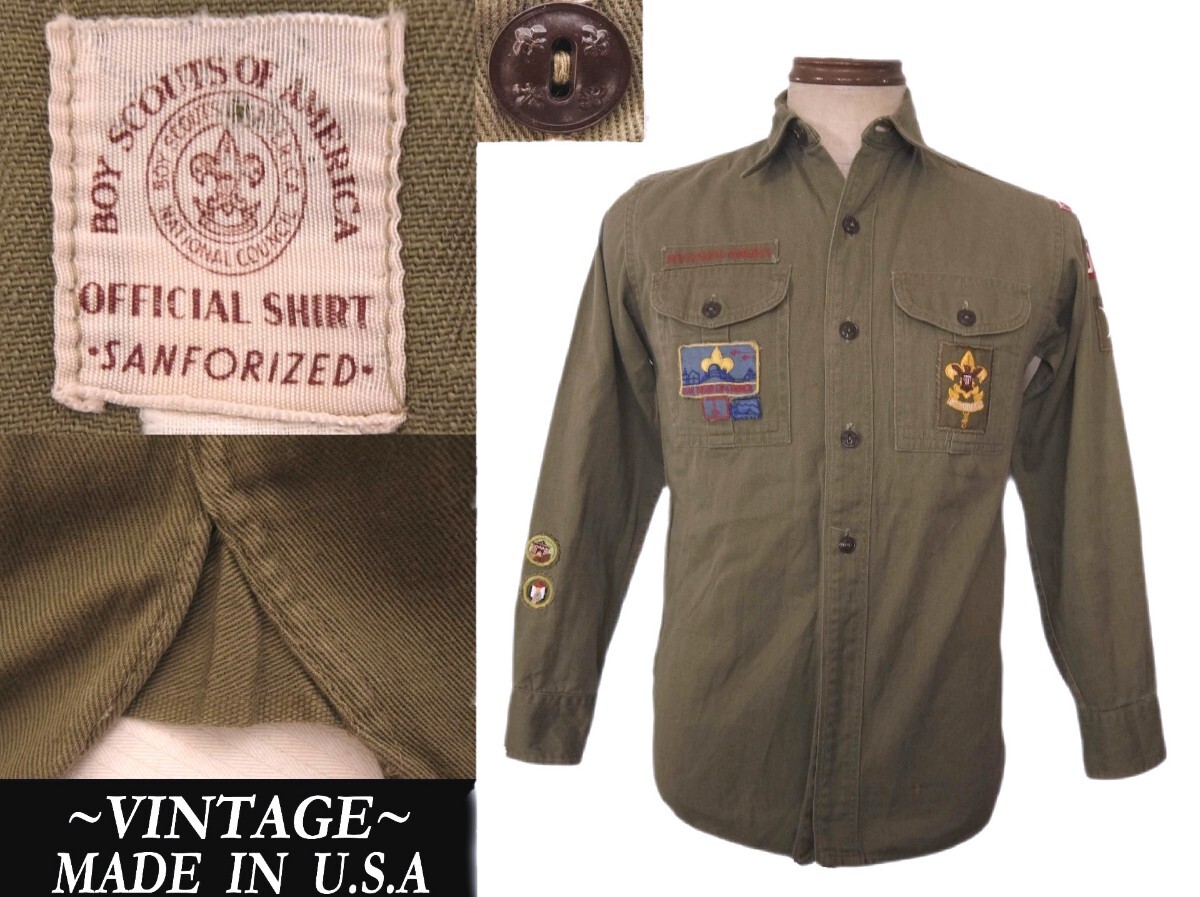 ビンテージ Pacific Beach CAL マチ付ボーイスカウトシャツ USAアメリカ製 ウエアハウス VINTAGE マッコイ RRL ネペンテス ARMY 東洋 model拍卖
