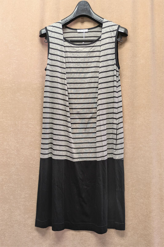 【IKUKO】■タグ付き未使用品!■イクコ*ボーダー柄ノースリーブワンピ*黒×グレー*サイズ2《送料込み!》拍卖