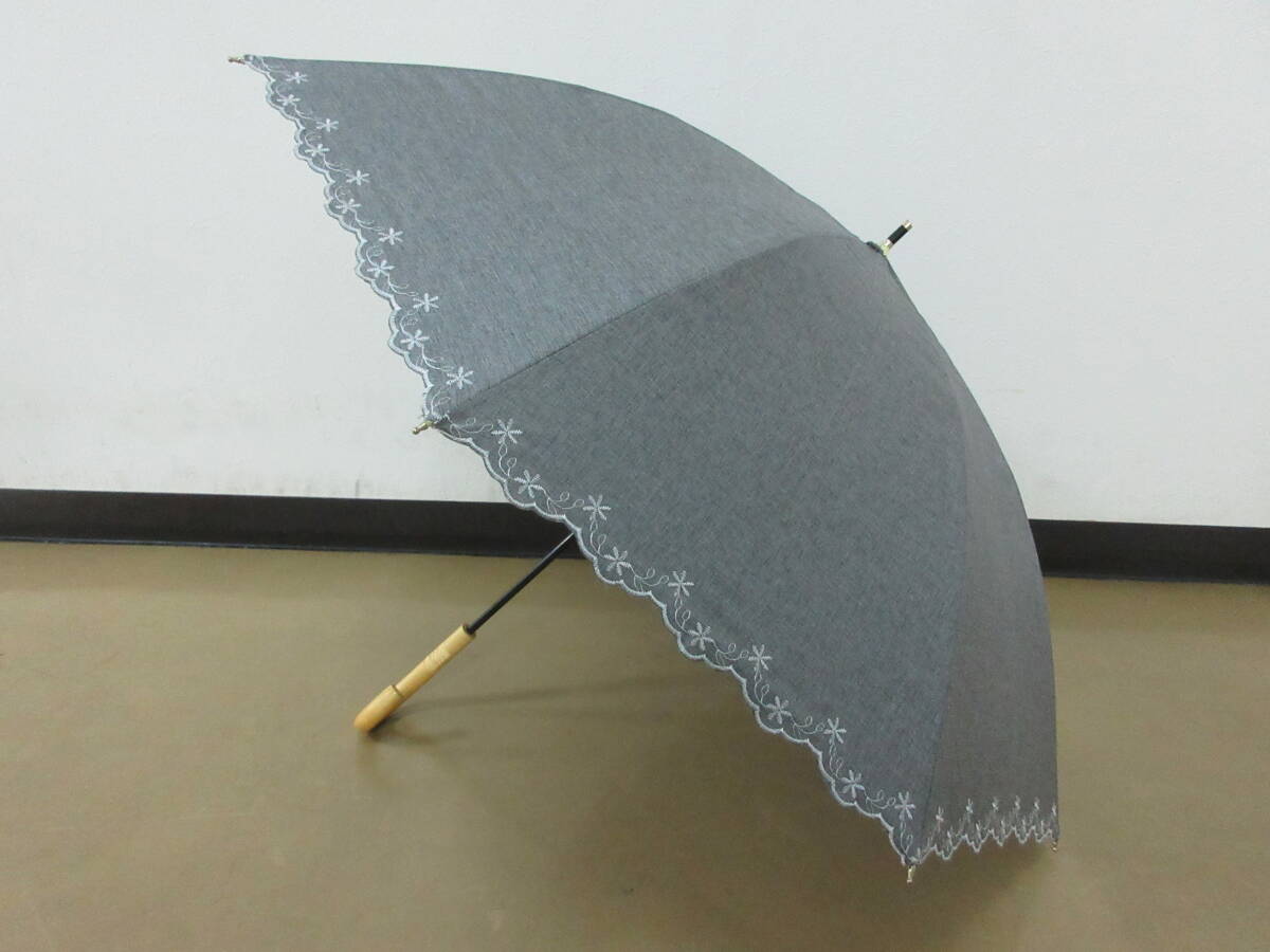 ( せ-A4-8152 )日傘 Sinco 信光 長傘 グレー 小花 おしゃれ かわいい 全長約66cm 半径約44cm 中古拍卖