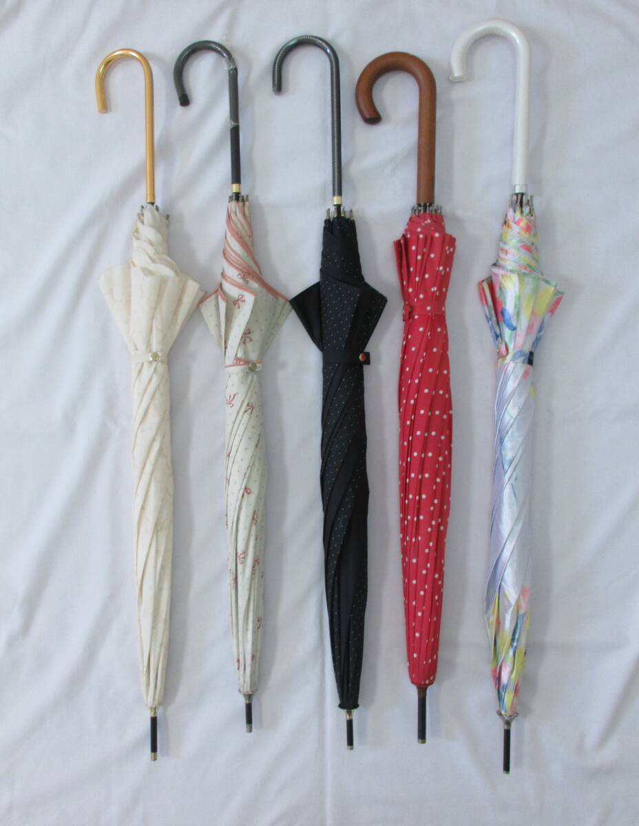 ( せ-A1-8105 )雨傘 手開き式 ジャンプ式 長傘 5本 まとめて まとめ売り セット ワールドパーティー ロベルタヴィヴィアーニなど 中古拍卖