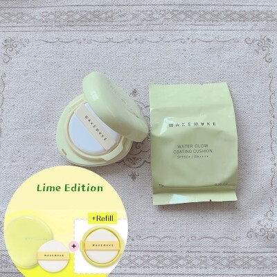 WAKEMAKE 水光つや 崩れない透明感 薄膜コーティングクッションset(本体+詰替) 潤光 グロウ メッシュ ファンデーション 紫外線UV 限定パケ拍卖