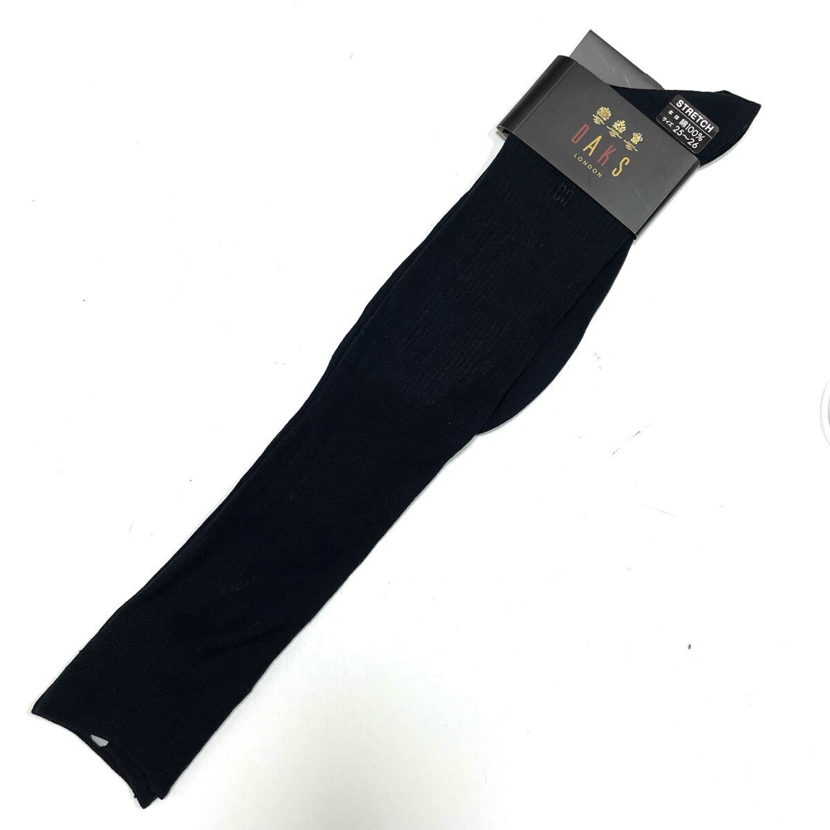 新品 DAKS ダックス 靴下 ハイソックス 薄手 25-26 黒拍卖