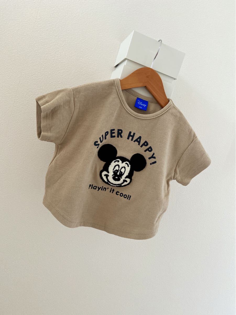 ミッキーマウス ワッフルTシャツ 100cm拍卖