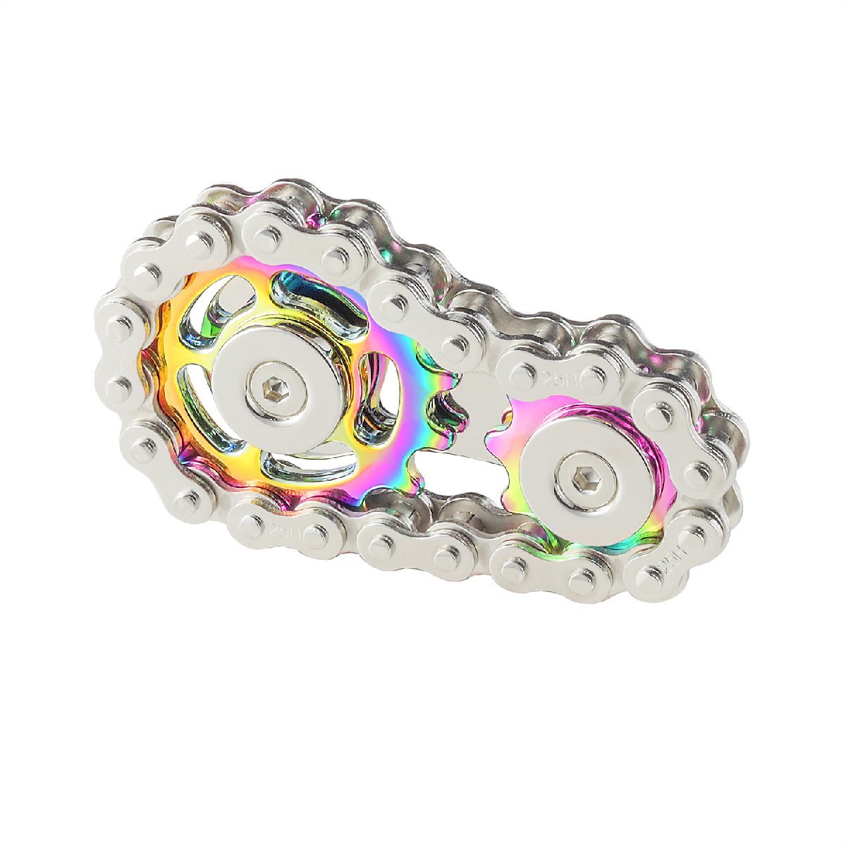 チェーンスピナー ハンドスピナー バイクチェーンスピナー レインボー フィジェットトイ チェーン おもちゃ ドライブチェーン ストレス発散拍卖