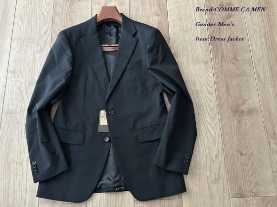 新品 定価5.4万 COMME CA MEN コムサメン メンズ 無地 ストレッチギャバ ウール スーツジャケット テーラードジャケット Sサイズ 黑拍卖