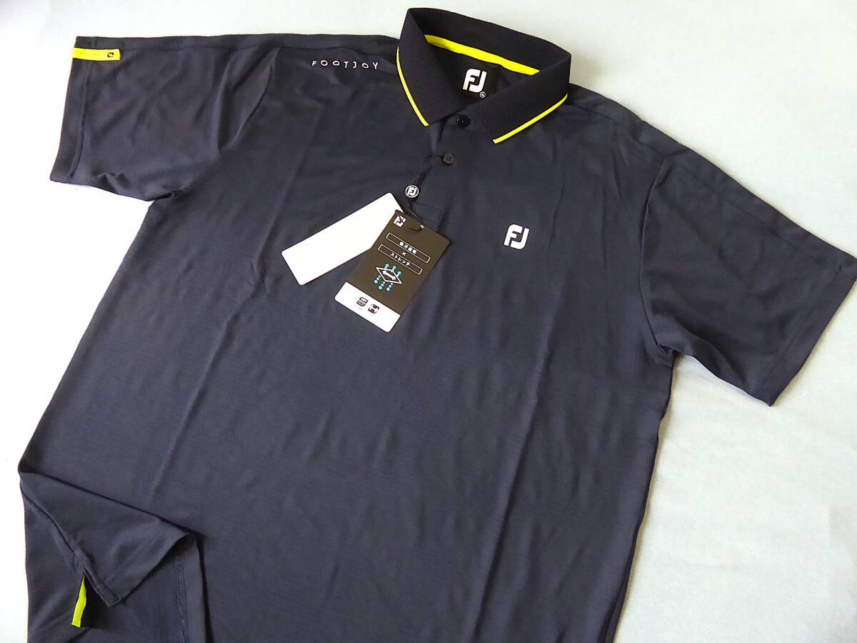 FOOTJOY GOLF フットジョイ ゴルフ 吸汗速乾 ストレッチ メッシュ襟 半袖ポロシャツ XL 紺拍卖