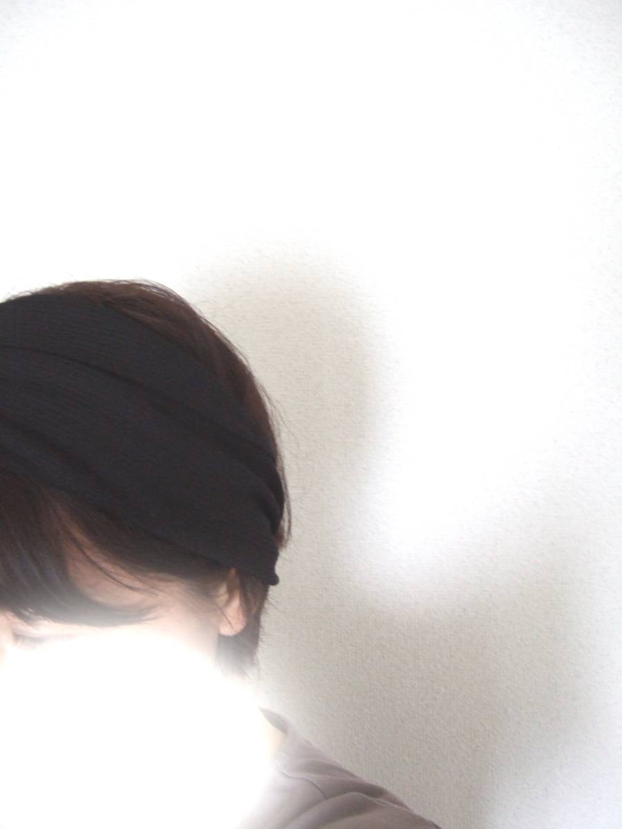 即決★ハンドメイド 夏向け新作★冷感触感 薄手柔らかゆるっと好きな方限定で★ブラック かる~いニットのゆるターバン**拍卖