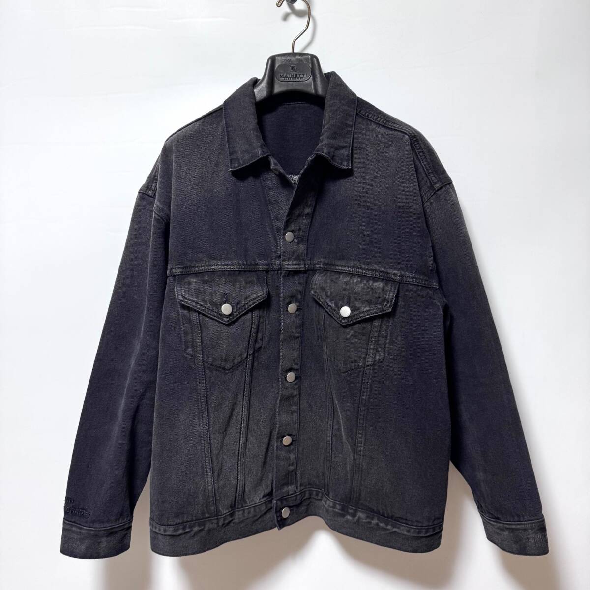 良品 ADAM PATEK アダムパテック 23年モデル ルーズシルエット デニムジャケット 定価22,000円 1 Gジャン blast looose denim jacket 黒拍卖
