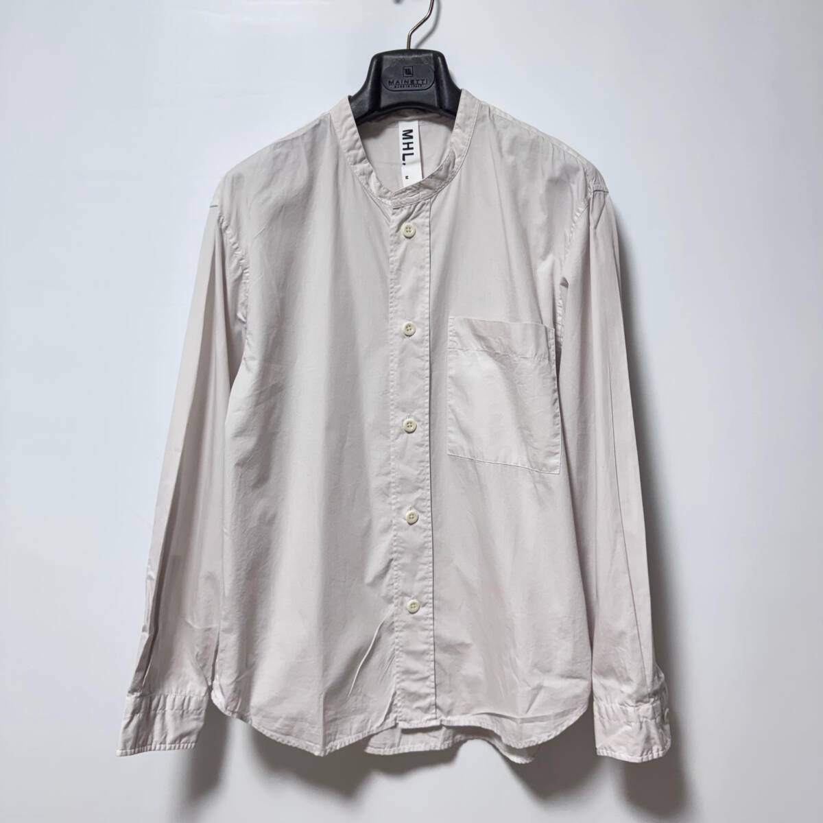 MHL. マーガレットハウエル コットンポプリン バンドカラーシャツ M 送料230円〜 GARMENT DYE COTTON POPLIN メンズ MARGARET HOWELL 拍卖