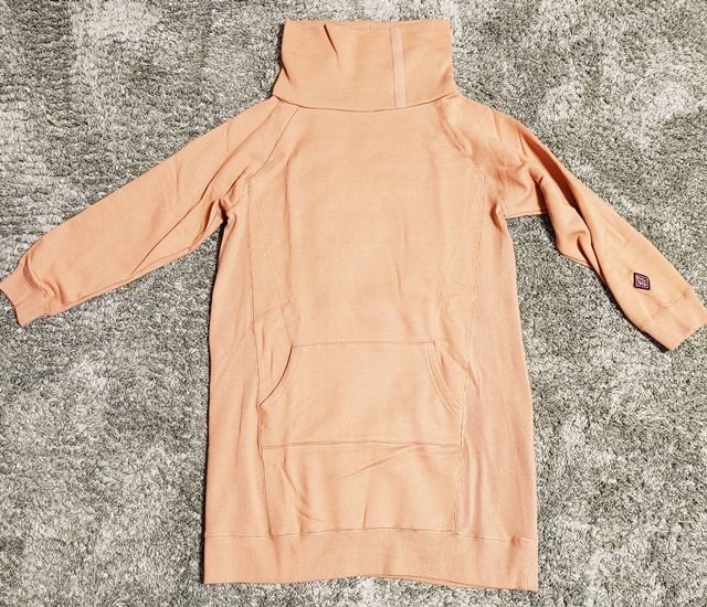 XLサイズ OAR’S オールズ 長袖 首ゆったり タートルネック ワンピース スウェット 裏起毛 厚手 オーカー 黄土色拍卖