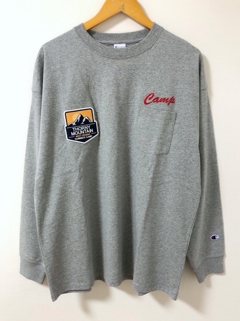 Champion(チャンピオン)C3-V403 ワッペン 刺繍 ポケット 長袖Tシャツ【E5859-007】拍卖