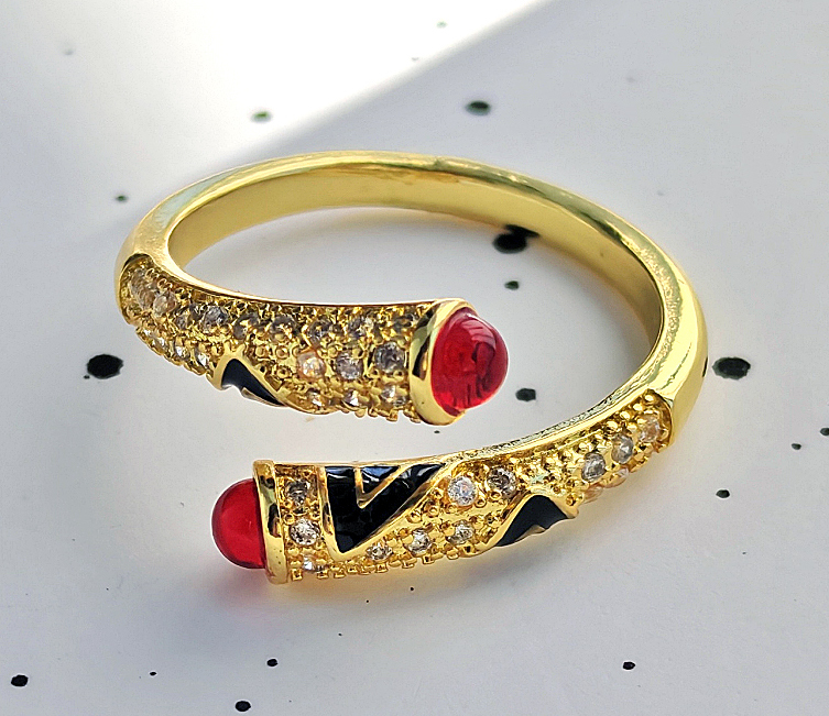 N2506116◆Bigstone◆【高級感ブラックエナメル】ファッション印象*豪華なリング**14~16号拍卖