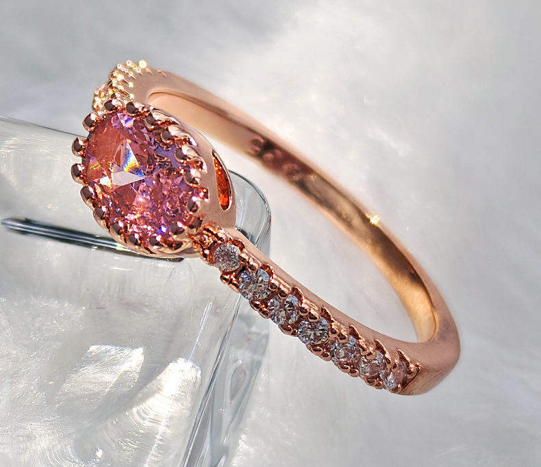 N250625◆Bigstone◆【魅力的なピンク】キラキラ透明感*プリンセスの印象*欧米大人気なリング*16号拍卖