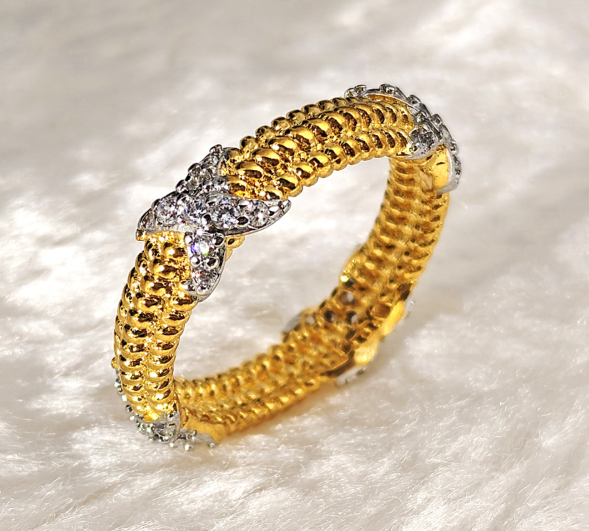 N250477◆Bigstone◆【レトロX型】レディース ゴールド*ファッション*童話の印象*豪華なリング*12/14/16/18号 選び可拍卖