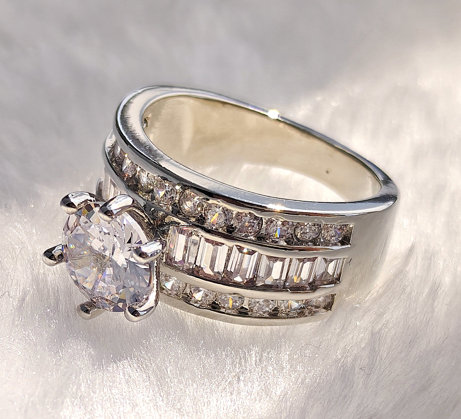 N250628◆Bigstone◆【雪花の雰囲気】ロマンチックなデザイン*魅力的な宝石*人気高品質なリング*16号拍卖