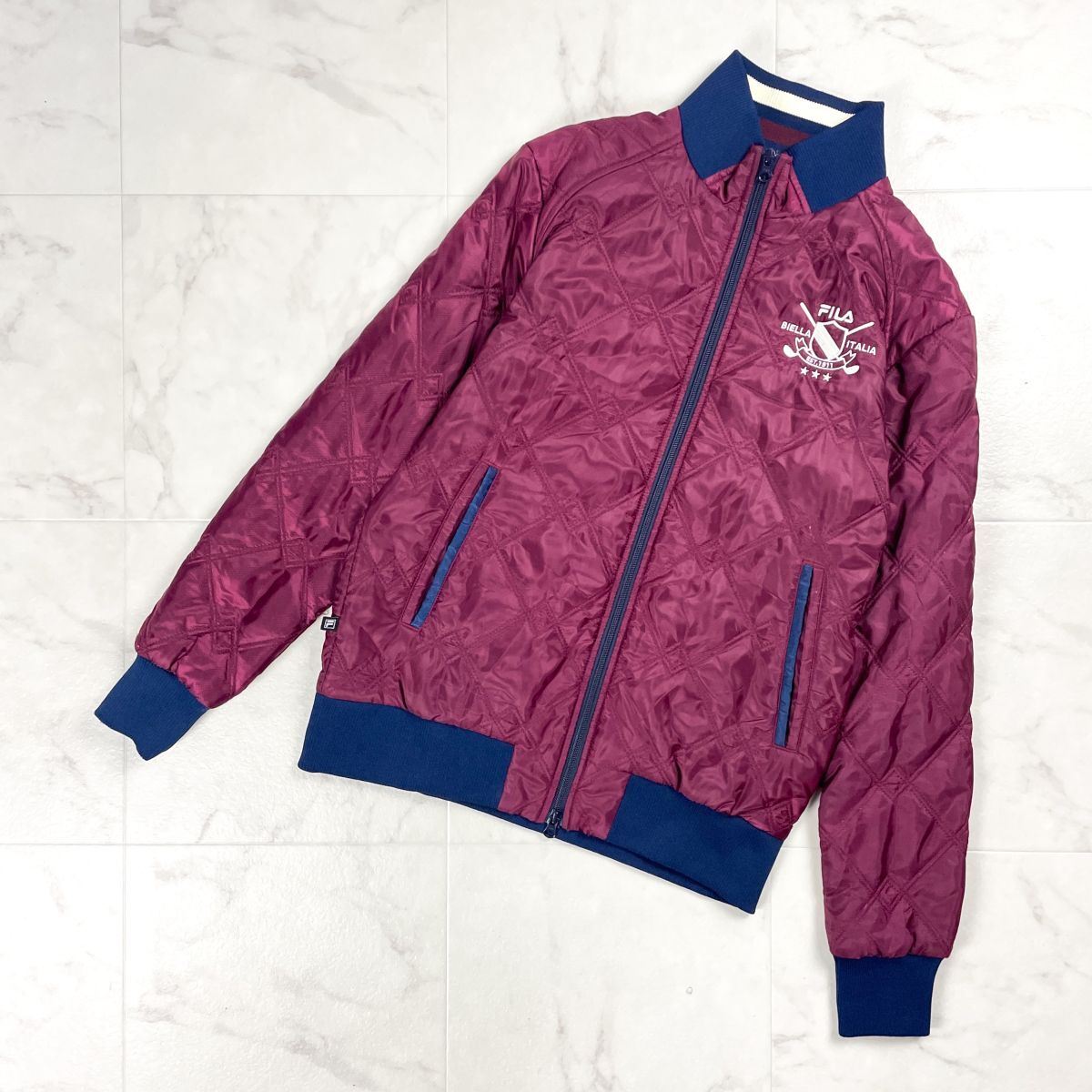 FILA GOLF フィラゴルフ 中綿キルティングジャケット ゴルフウェア メンズ ワインレッド サイズM*ED711拍卖