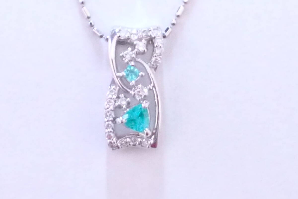 パライバトルマリン 0.25ct ネックレス ダイヤ0.21ct 089拍卖