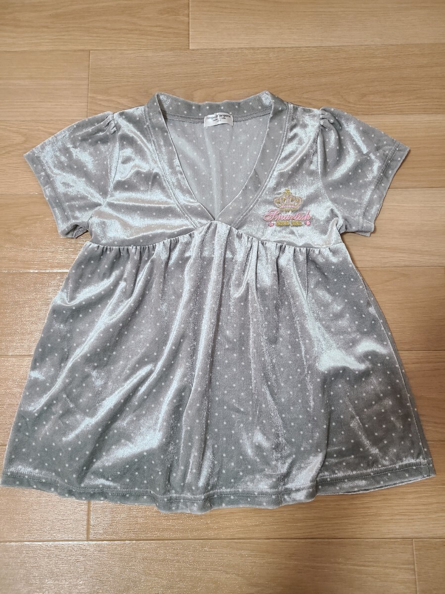 チュニック 半袖 トップス グレー 水玉 サイズ150拍卖