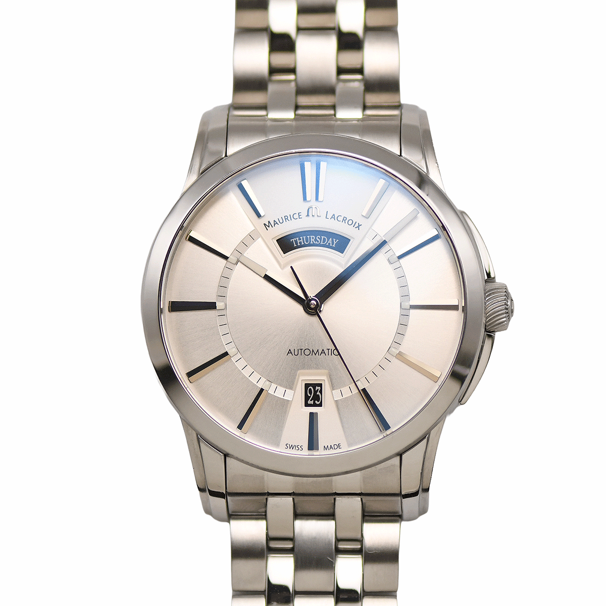 モーリスラクロア MAURICE LACROIX ポントス デイデイト オートマティック PT6158-SS002-13E 自動巻 メンズ 腕時計 研磨仕上げ済み 中古拍卖