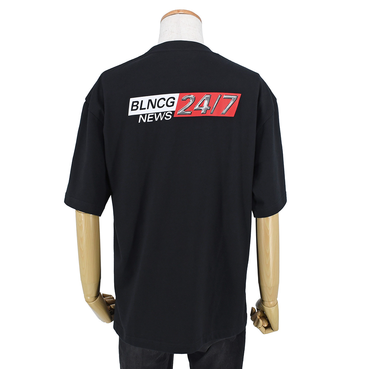 バレンシアガ BALENCIAGA コットン 半袖 Tシャツ NEWSロゴ クルーネック 612966 ブラック 黒 サイズXS トップス カットソー 新品同様拍卖