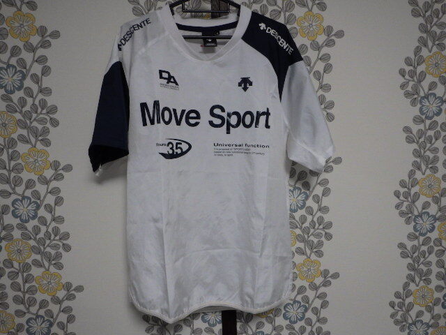 未使用 デサント ムーブスポーツ 半袖 ウィンドシャツ M ポリエステル シロ×紺 (株)デサント拍卖