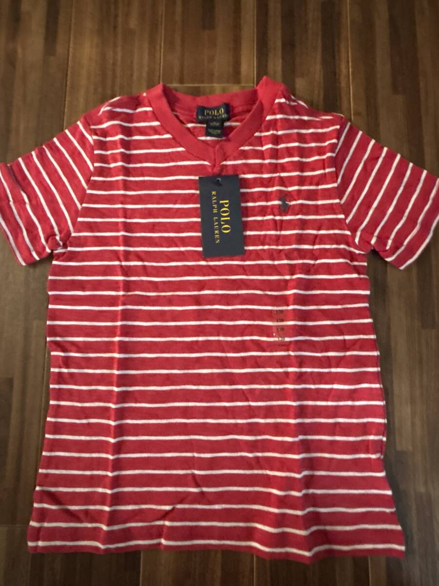 ■ラルフ■新品120cm 赤×白ボーダー柄Tシャツ拍卖