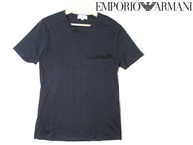 美品!▼ 即決! エンポリオアルマーニ 半袖Tシャツ 紺 ショルダーロゴ Mサイズ EMPORIO ARMANI ジョルジオアルマーニジャパン拍卖