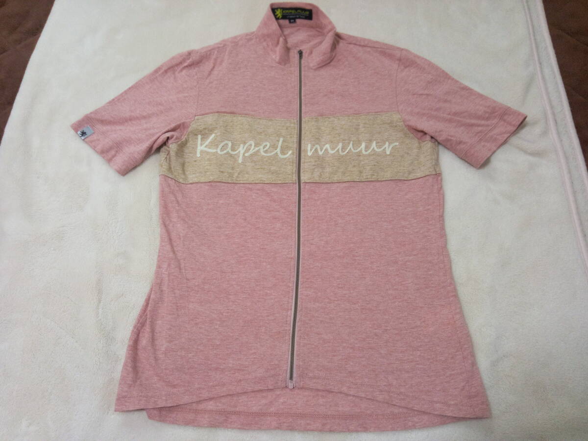 美品 KAPELMUUR カペルミュール 半袖サイクルジャージ Tシャツ風 ポリエステル・コットン素材 立体ライオンワッペン メンズM拍卖