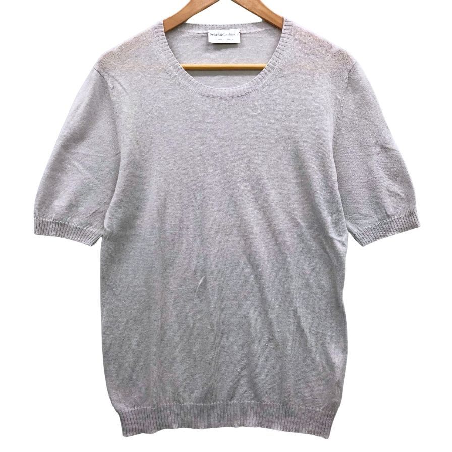 中古◆ニット・セーター セッテフィーリカシミア 半袖ニット ライトグレー サイズ46 メンズ リネン Settefili Cashmere 【AFB16】拍卖