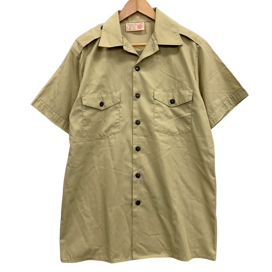美品◆シャツ オフィシャルメンズシャツ ボーイスカウト シャツ 半袖 エポレット USA製 メンズ サイズM ベージュ系【AFB44】拍卖