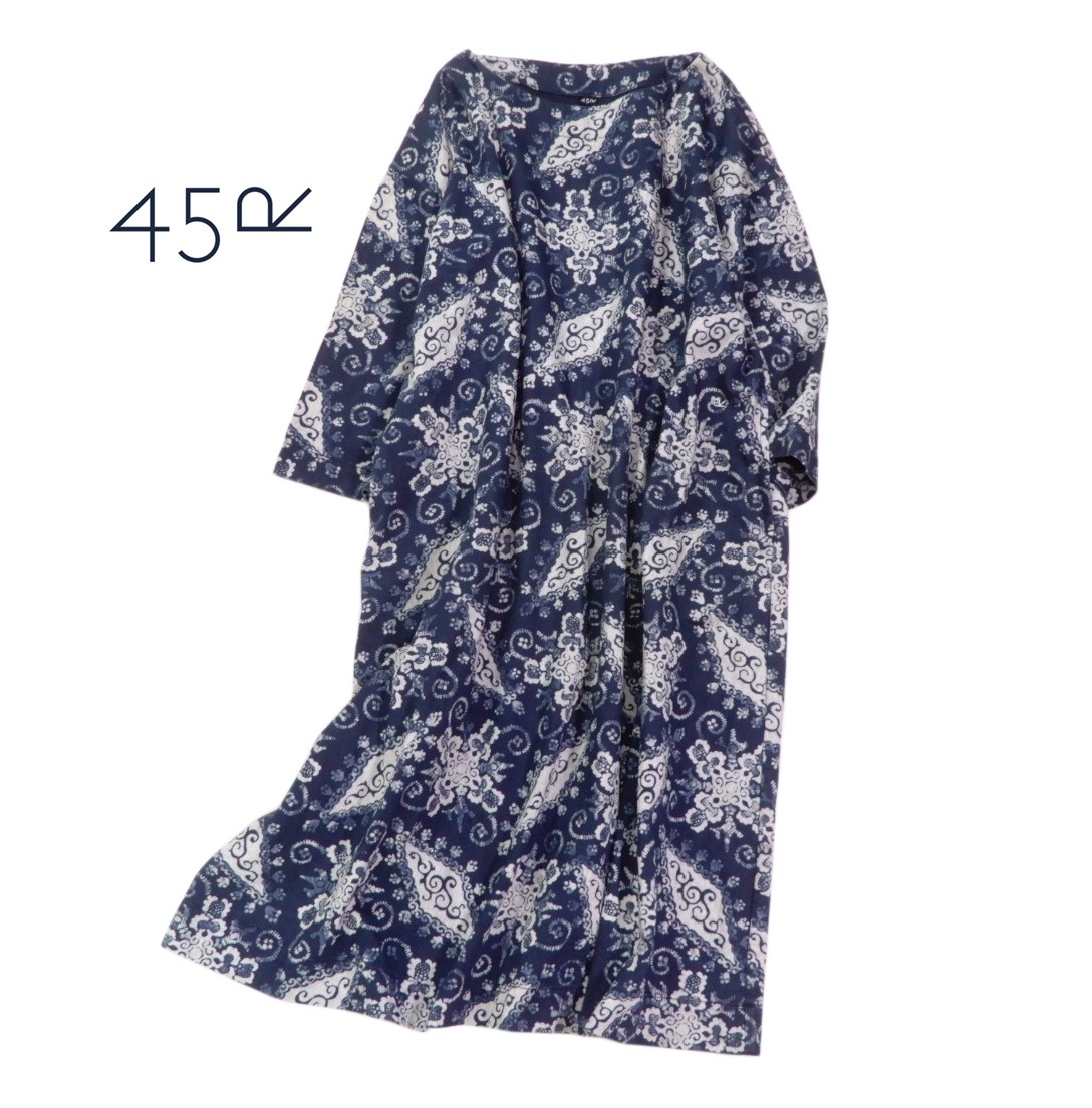 45R フォーティーファイブ インディゴ染め 抜染 デニム ワンピース 拍卖