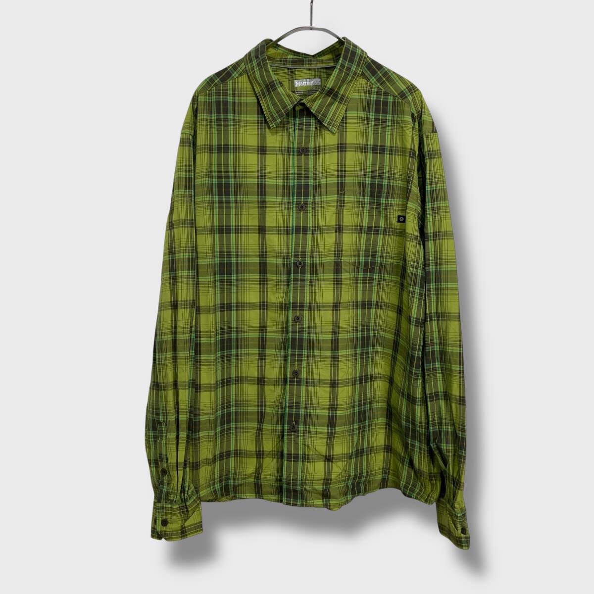 送料無料☆Marmot☆ナイロン素材☆マーモット☆チェック柄長袖シャツ☆グリーン系チェック☆XXL☆F25M拍卖