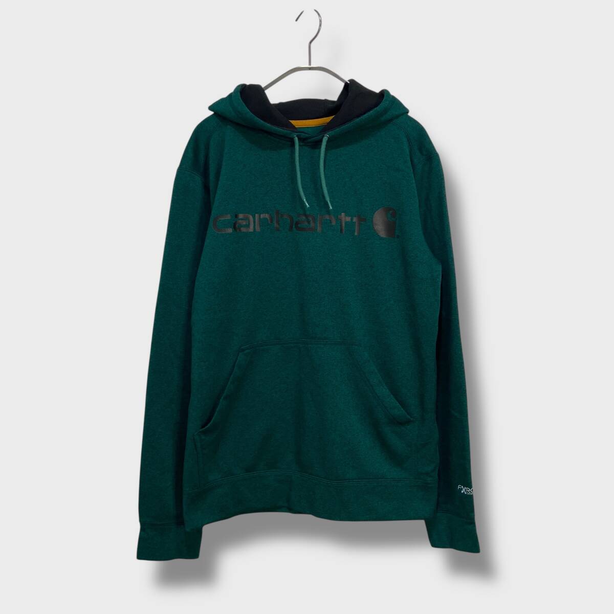 送料無料☆Carhartt FORCE☆テックスウェットパーカー☆ブランドロゴ☆内フリース☆S☆グリーン系☆F25M拍卖