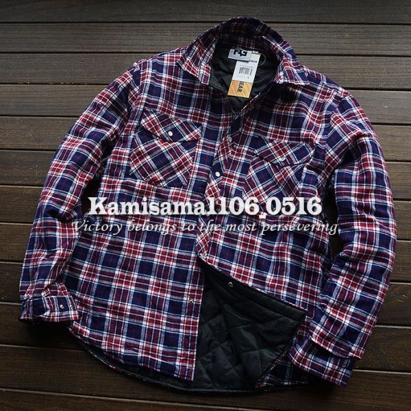 G1798※XXL→XXXL程度■新品USA発 HAREST GEAR◆キルト チェック 秋冬 薄中綿ジャケット ゆったりサイズ/フランネル カジュアルブルゾン拍卖