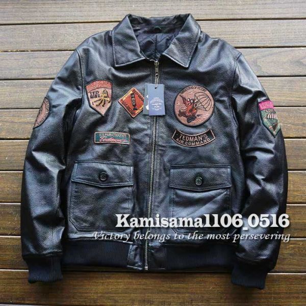 定価1GABRIEL 最上級羊革・復刻30's USAF TYPE A-2 中綿フライトジャケット イタリアンレザー 本革ジャケット ブルゾン※2081【L】拍卖