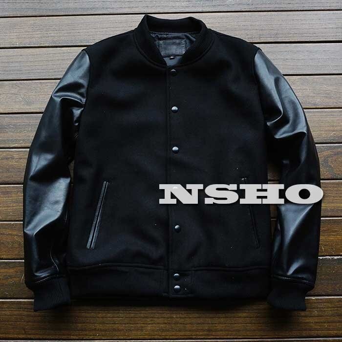 ■新作GABRIEL 革ジャン 上質羊革・スタンダードスタイル スタジャン系 ウール切替 レザージャケット 2547【XXL】拍卖