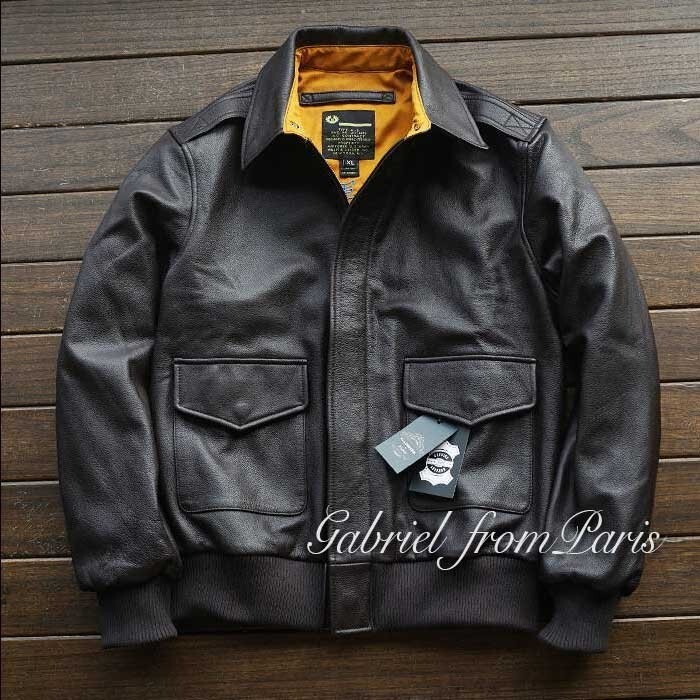 ■Gabriel 最上級ナッパ革・復刻30's USAF TYPE A-2 フライトジャケット 牛革 ボマーボンバー 本革ジャケット2085【L】拍卖