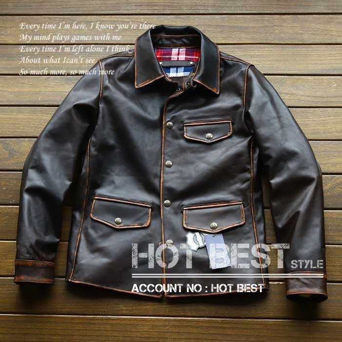 ■新作 茶芯 ホースハイド タイト メンズ 復刻 50's カーコート ブレーキマン ベジタブルタンニンなめし 馬革 3175【M】拍卖