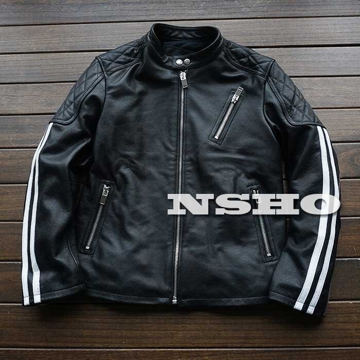 ■新作 最上級カウハイド・アームライン メンズ 革ジャン デザイナーズ イタリアンレザージャケット 牛革 2584【L】拍卖