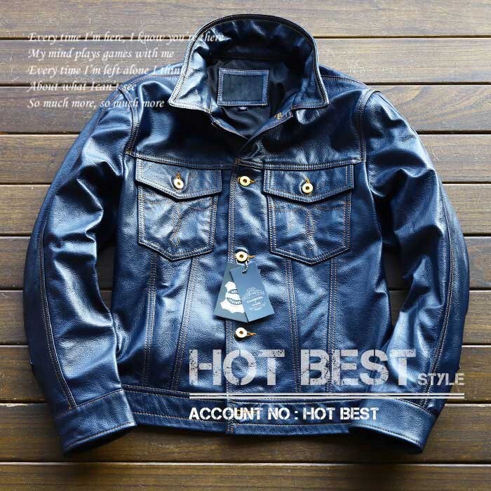 ■Gabriel インディゴ カウハイド メンズ 本革 Gジャン ライダース レザージャケット 557 3rd Type オイルレザー 牛革/2709【M】拍卖